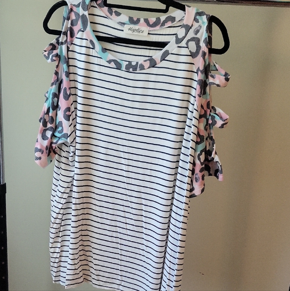 Stylish Striped Cold Shoulder Tank Top